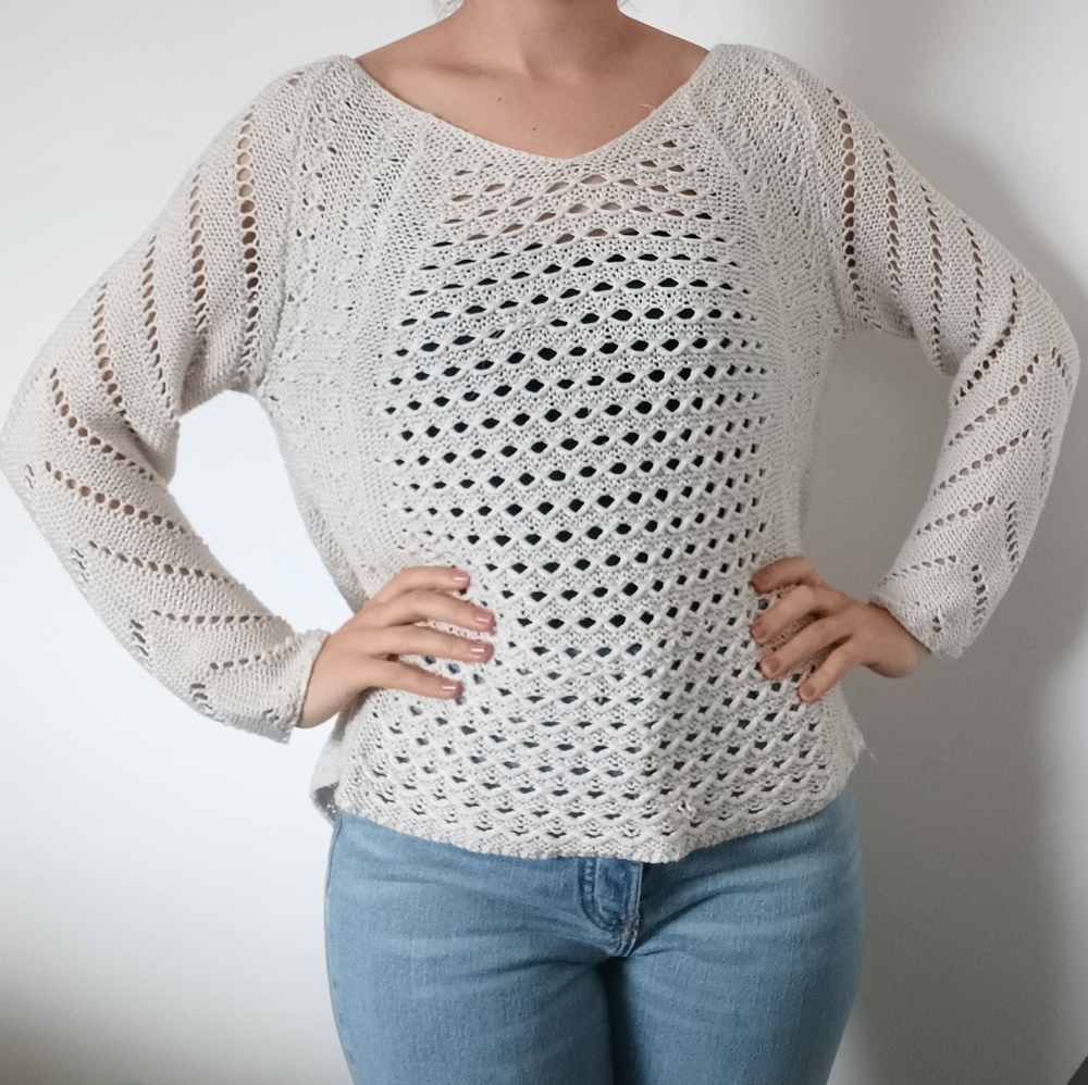 ⛔SOLD⛔Loose Knit Cream Sweater - Picture 7 of 12